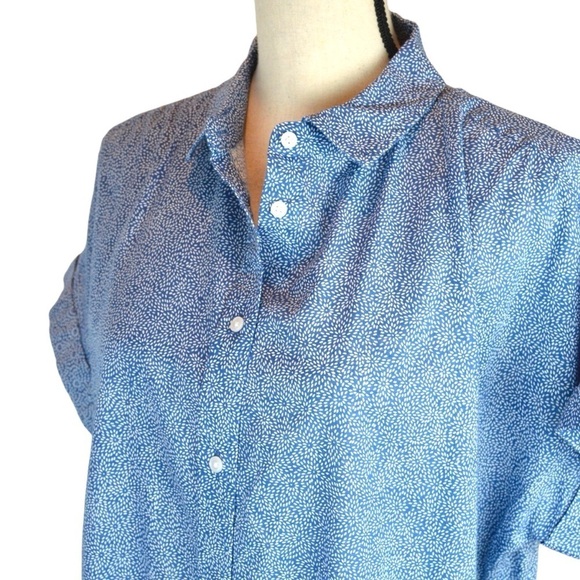 Goodthreads Cotton Short-Sleeve‎ Tunic Button Down Shirt, Indigo Floral - Large - Picture 3 of 9